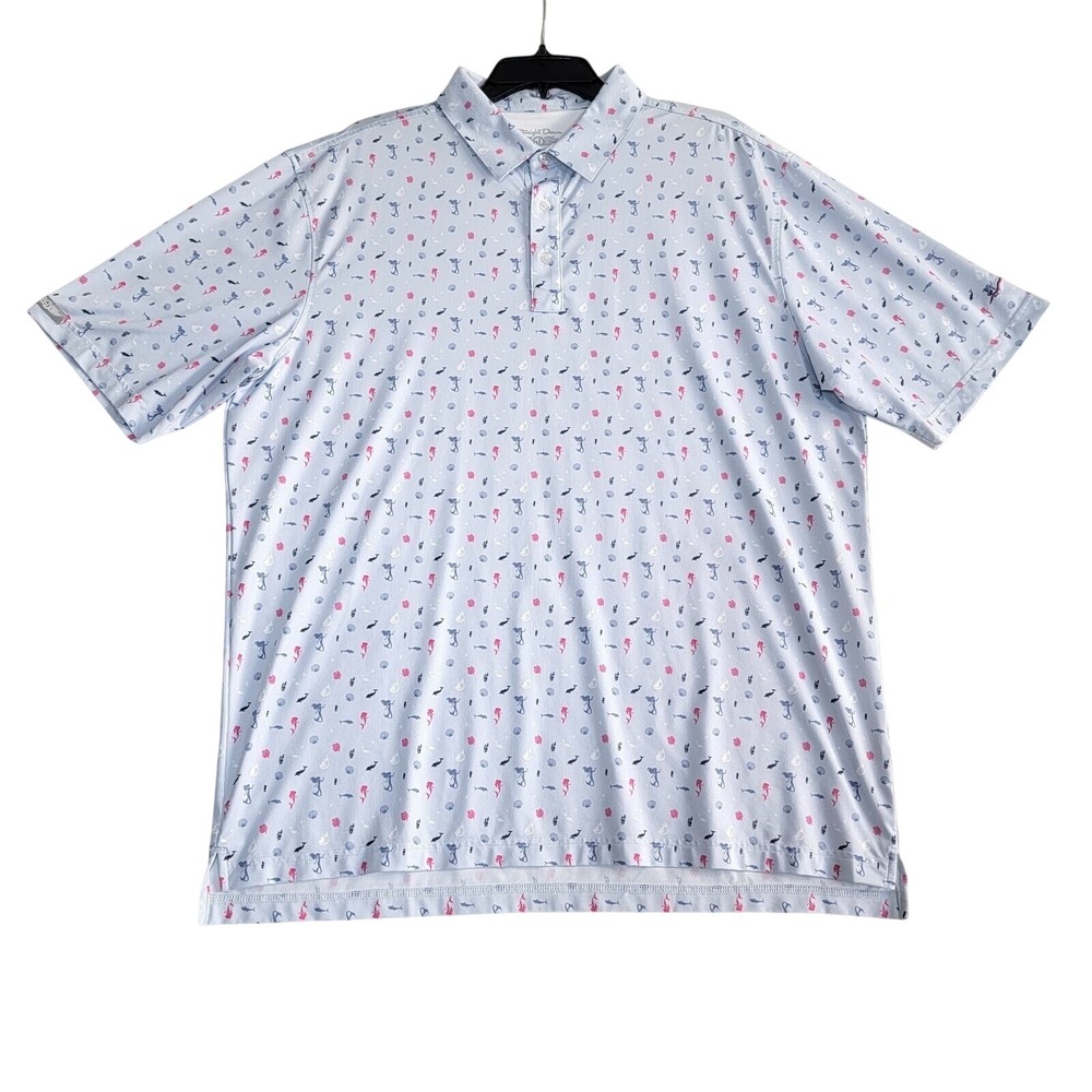 Straight Down Polo Shirt Mens XXL Blue Mermaid Nautical Performance Golf